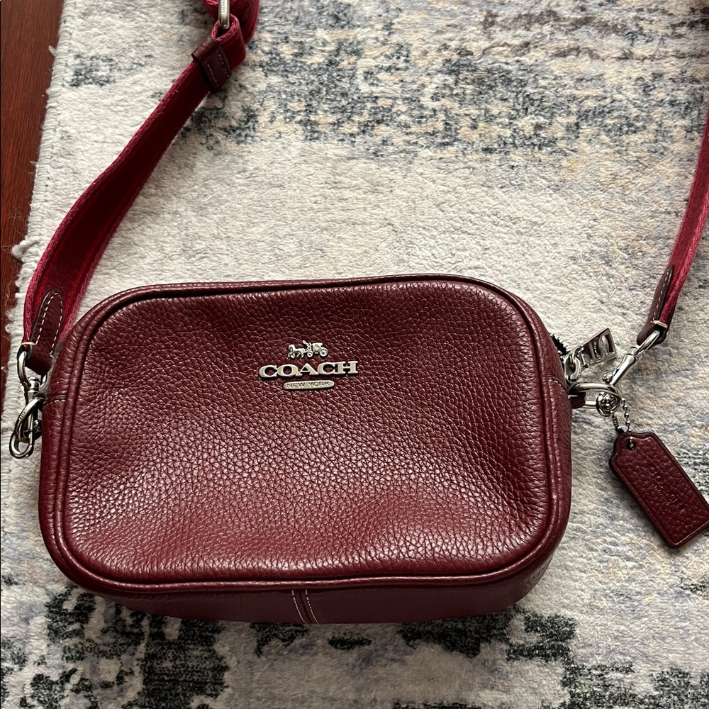 Coach Burgundy Leather Camera Crossbody Bag